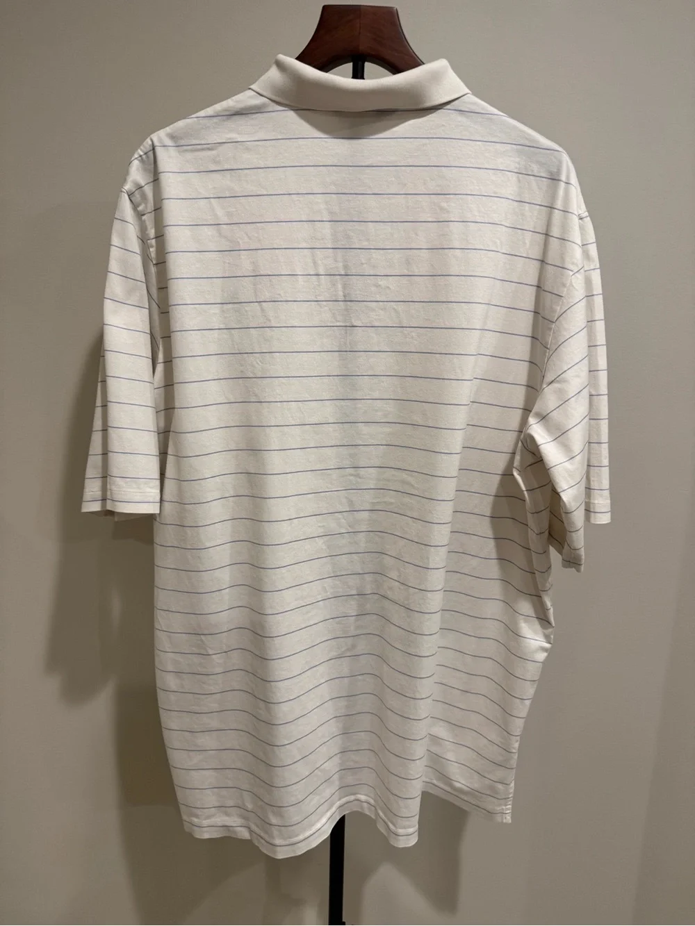 Ralph Lauren Golf White Polo with Light Blue Stripes 100% Pima Cotton Casual XL